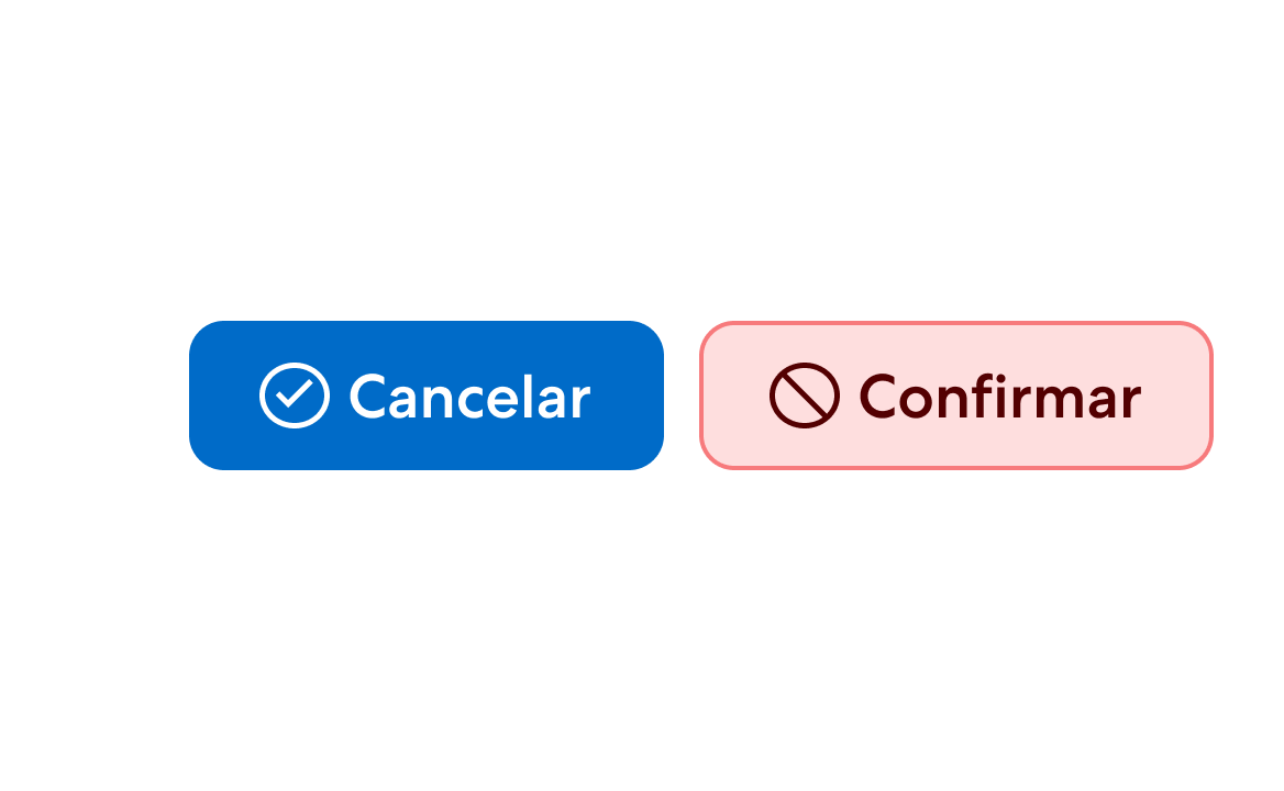 Devemos manter a coerência entre as variantes utilizadas e a mensagem do botão.