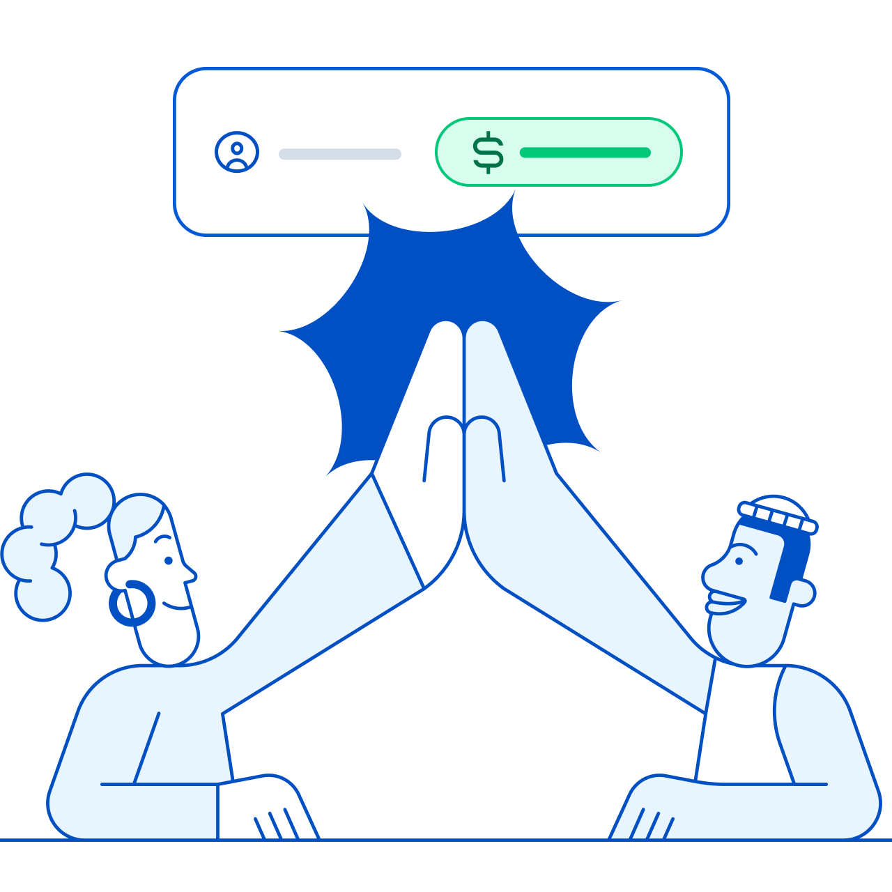 Two people giving high five